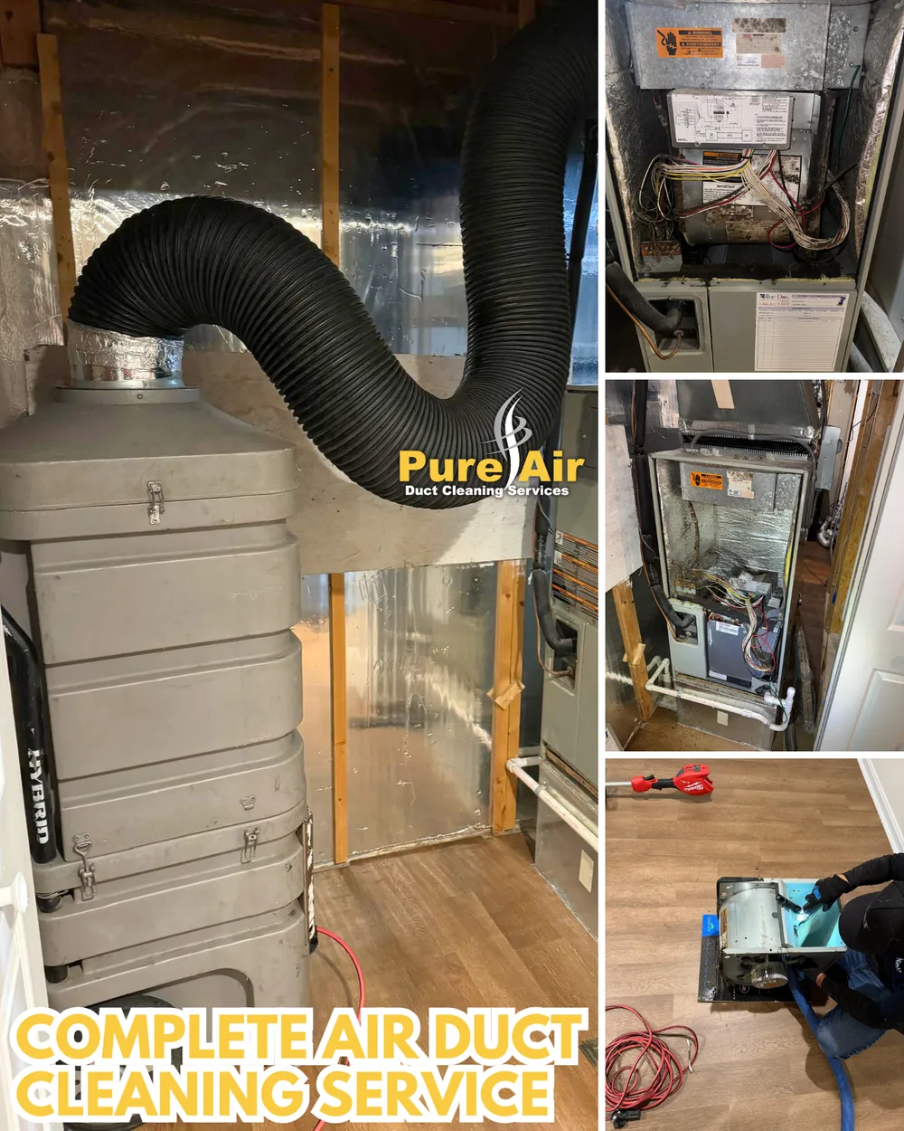 Complete air duct cleaning service with HEPA negative air machine and furnace cleaning